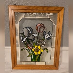 Open Windows Framed Stained Glass - Floral